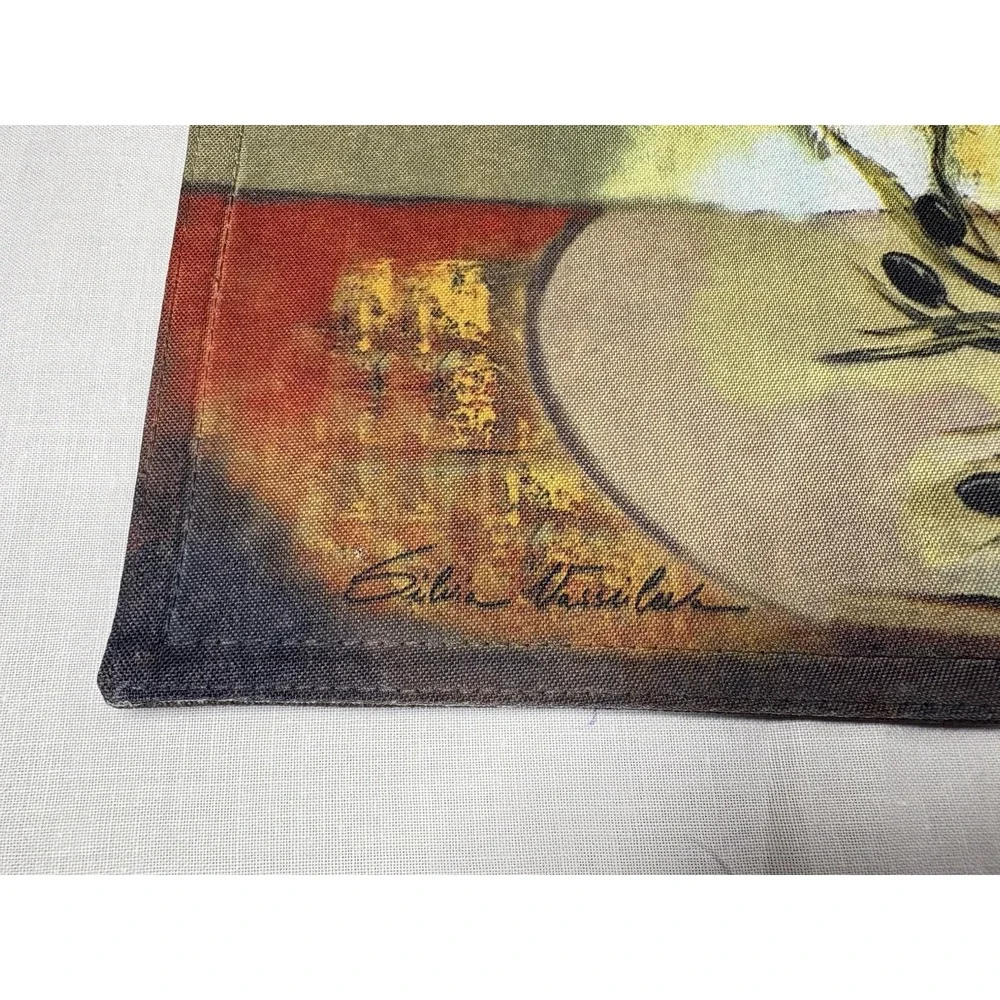 Silvia‎ Vassileva Wine Bottle Still Life Placemats Set of 2 12x17 Abstract Art